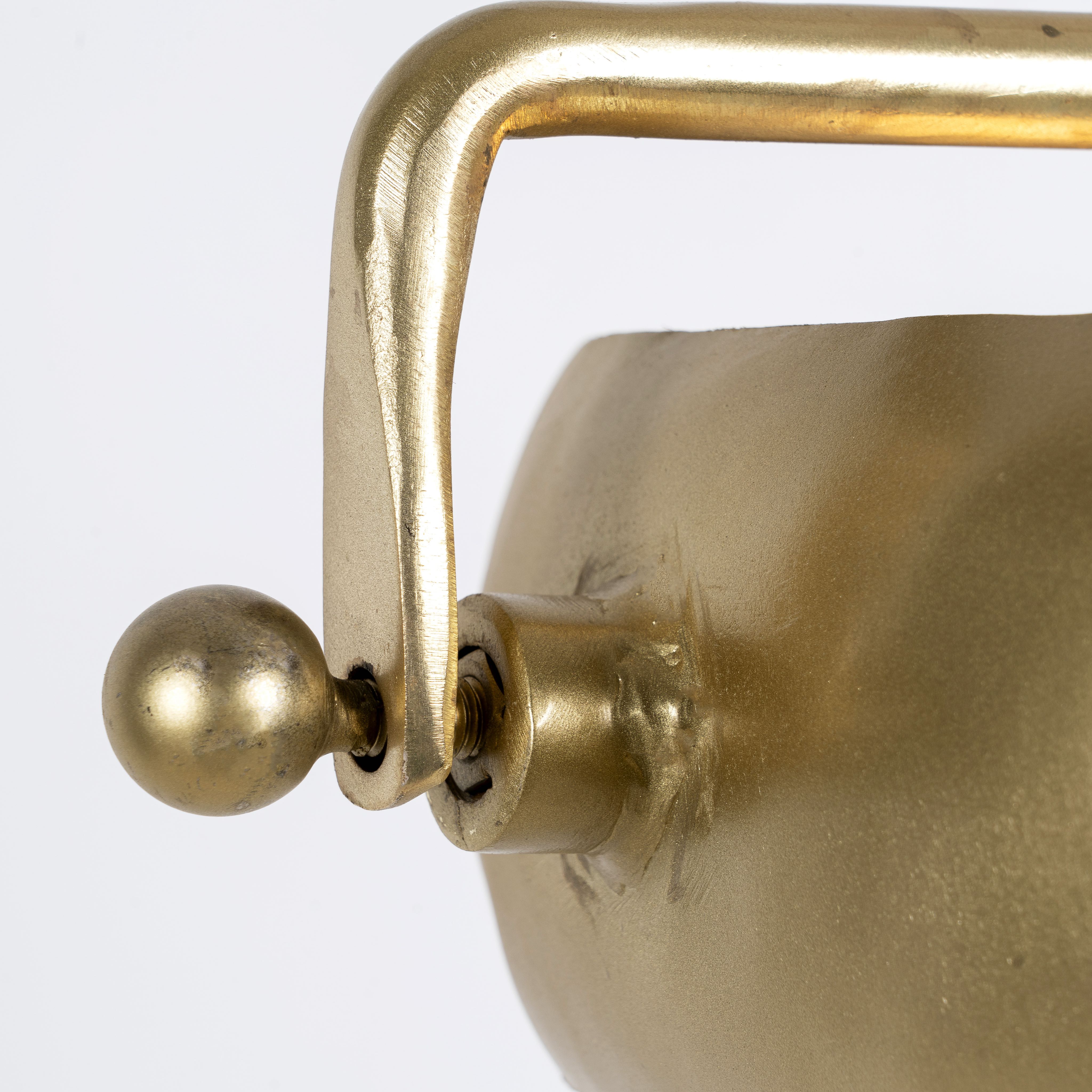 Extra-large round pendant lamp with clear glass and brass-plated iron frame – retro lighting and artsy lamp ideal for kitchens, dining rooms, or open living spaces.