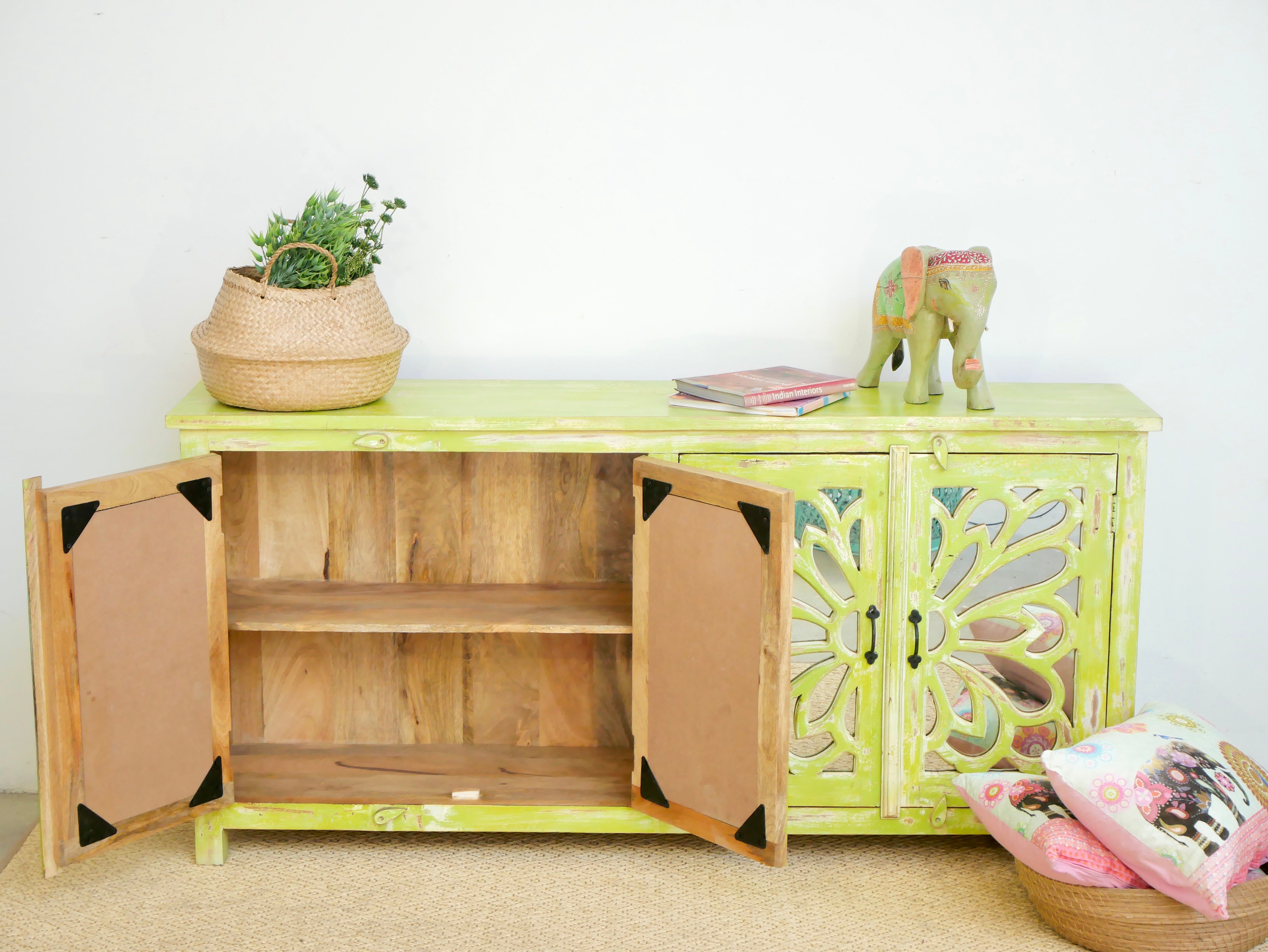 Freen star, antique sideboard with glass doors