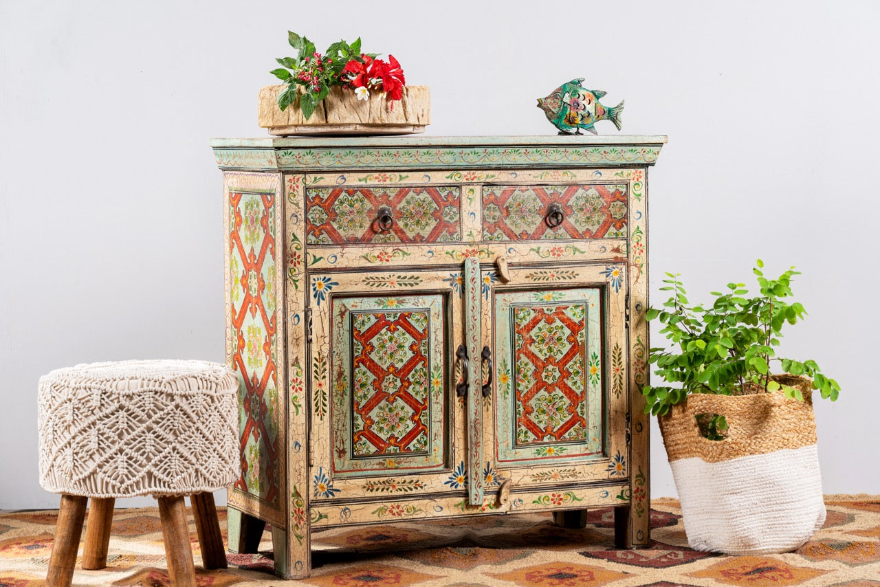 Ghaas, hand-painted antique cabinet