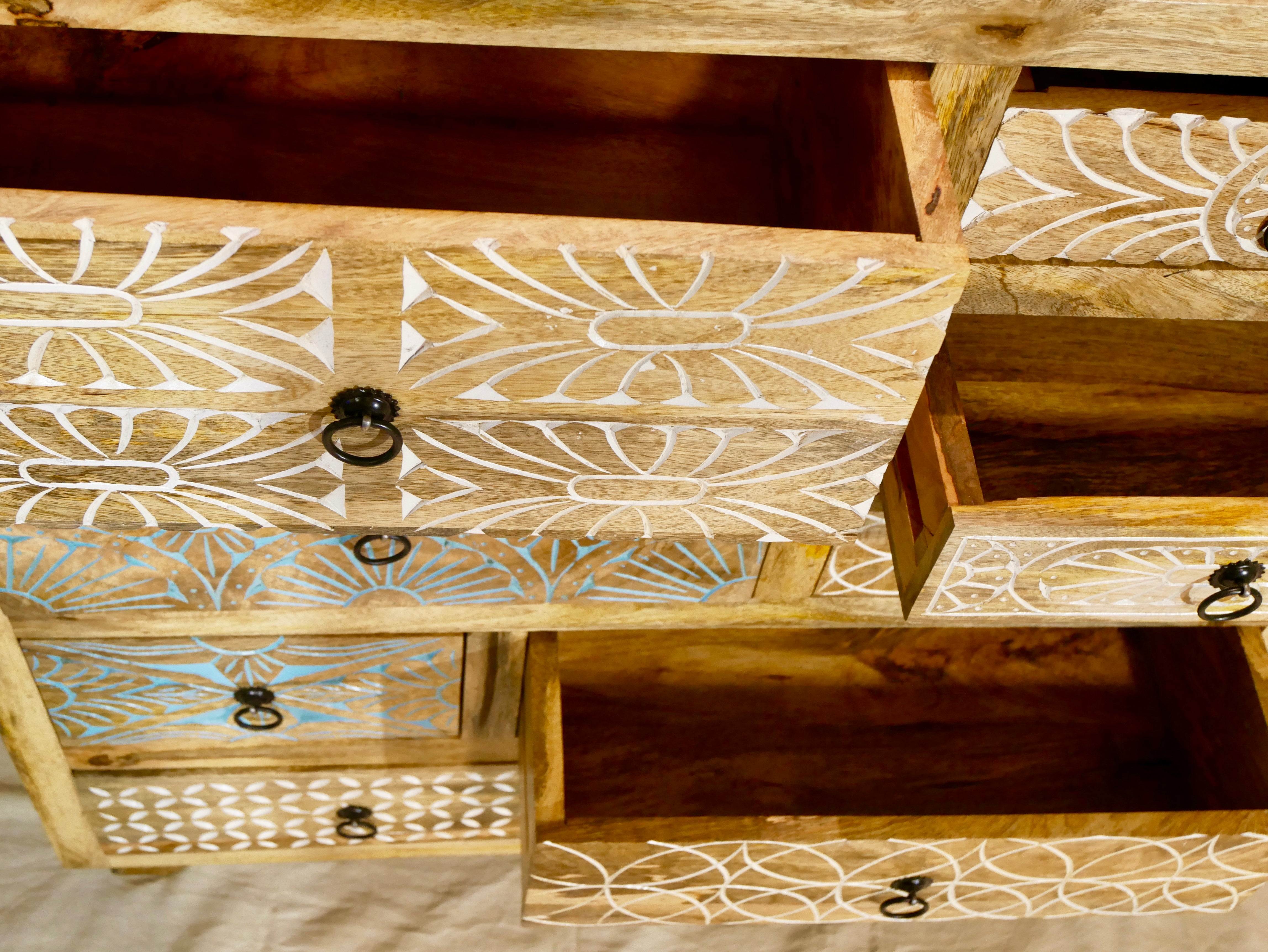 Mirza, indian-style wooden chest of drawers