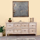 Reclaimed sandblasted wooden chest of drawers with 8 drawers, part of our Ibiza style furniture collection.