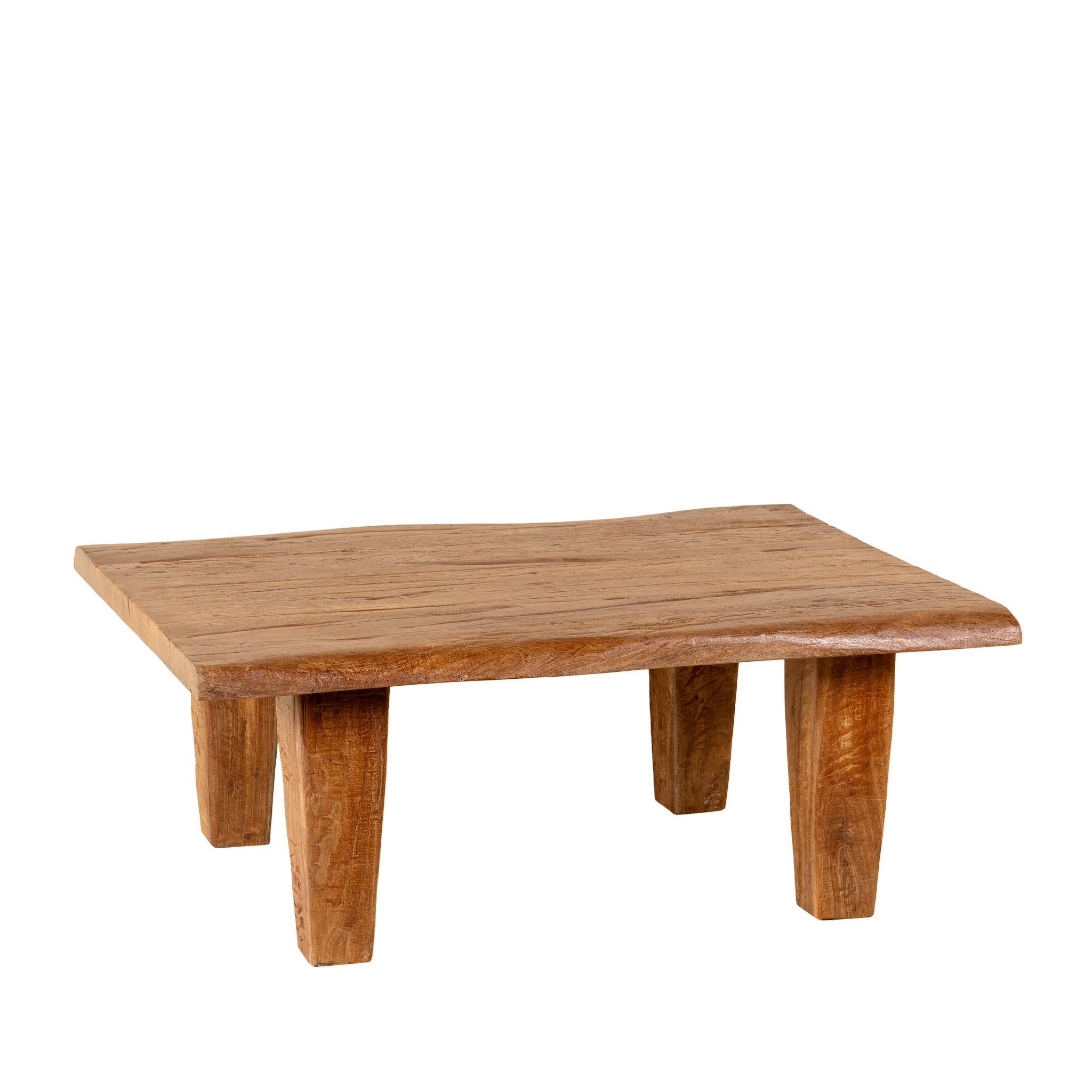 White background image of an Indian coffee table crafted from solid reclaimed wood, a timeless example of unique wooden furniture.