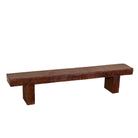White background image of a solid reclaimed wood full block bench with rustic finish, ideal for boho chic living room or hallway seating, 200×30×40 cm.