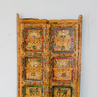 Hand-painted old Indian teak door panel with gods motifs in vintage style.