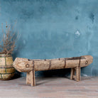 Janitra antique console table wood repurposed from teak trough, ideal as an entryway table vintage statement.