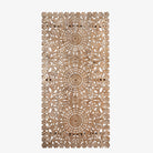 White background image of a hand-carved whitewashed mango wood wall panel with floral design – Kataee model by Om Home & Garden