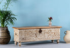 Hand carved Mango wood Indian storage box.