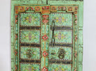 Hand-painted old Indian teak door with floral motifs in vintage style.