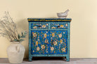 Hand-painted cupboard made of reclaimed wood with vibrant floral design – Tvesa model by Om Home & Garden