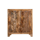 White background image of a hand-carved mango wood cupboard Vansh with double doors featuring intricate floral and botanical motifs. A Mediterranean-inspired piece of Indian furniture offering functional storage and timeless artisan detail.