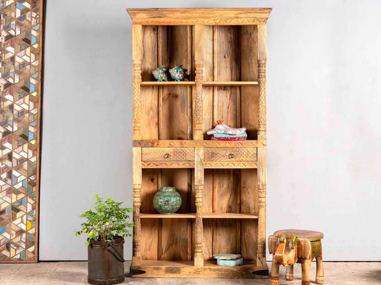 Halwa, vintage wooden bookshelf