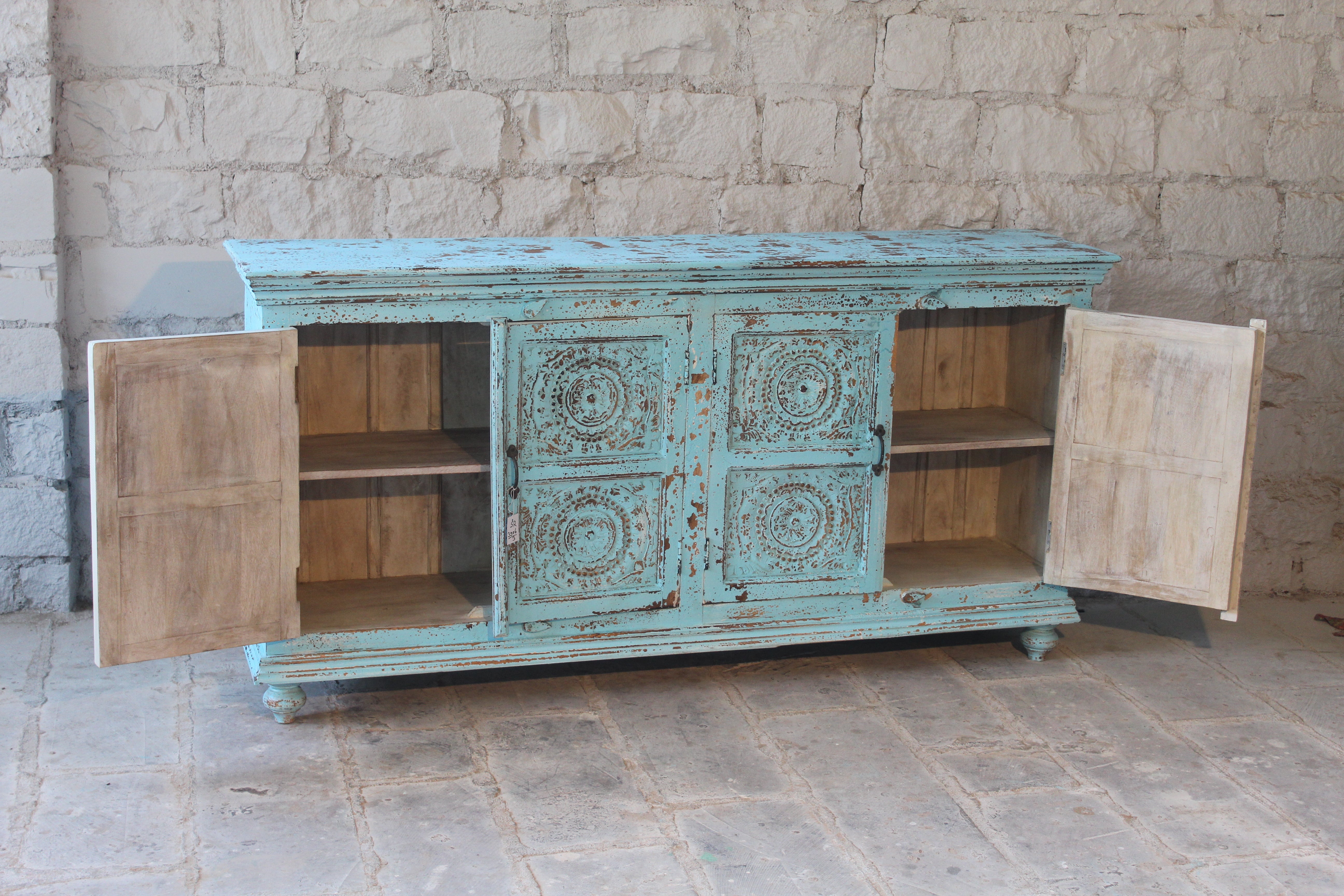 Mandala blue, antique indian sideboard