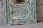 Kaichar blue, antique wooden mirror