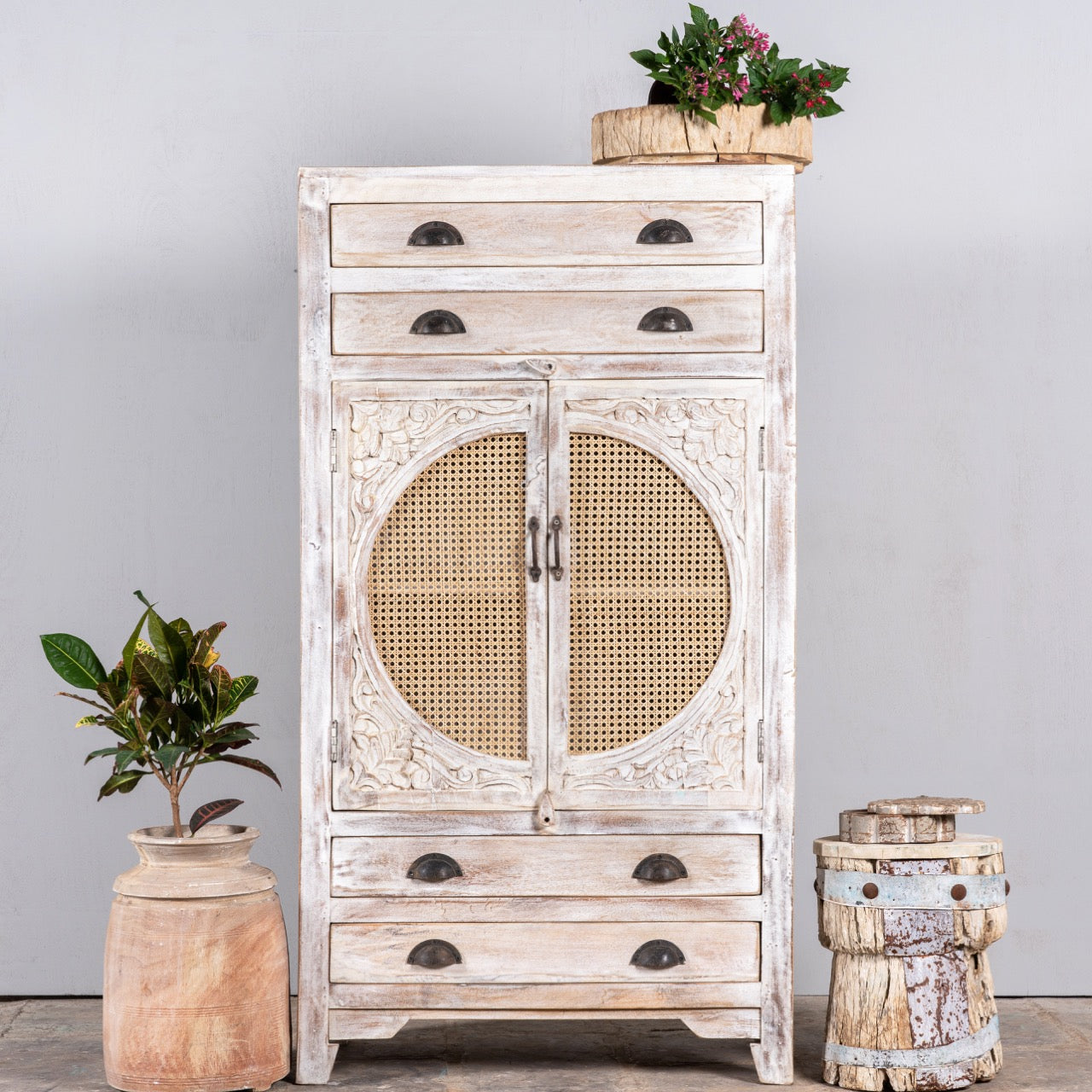 Ganga white wooden cabinet