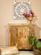 Srinagar, wooden cupboard with floral motifs